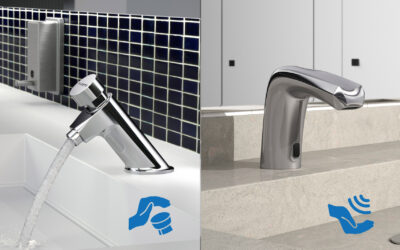 Adaptar los baños públicos post-covid con grifería electrónica de fácil instalación.
