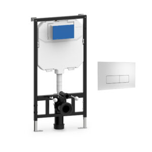 Soporte bastidor con cisterna y pulsador ABS cromo mate