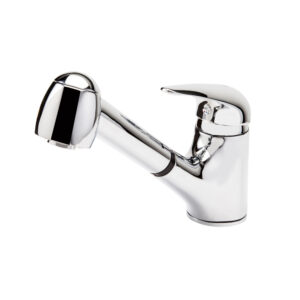 Grifo cocina caño bajo con ducha extensible 2 funciones Alfa blanco