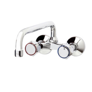 Grifo cocina bimando de pared caño recto Elipse caño tubo 16 cm