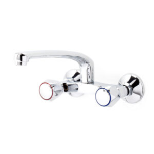 Grifo cocina bimando de pared caño recto Elipse caño fundido 26 cm