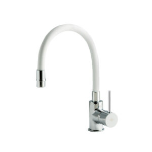 Grifo cocina caño flexible Theo blanco