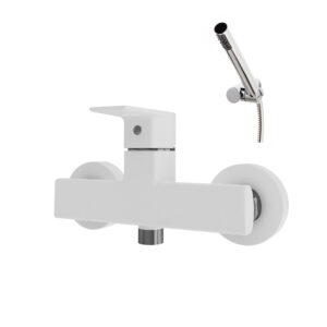 Grifo ducha Aroha blanco con accesorios de ducha