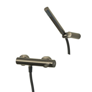 Grifo ducha Theo cromo negro cepillado con accesorios de ducha