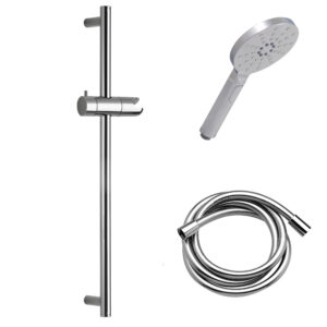 Kit ducha Tekno con accesorios Aroha cromo flexo pvc