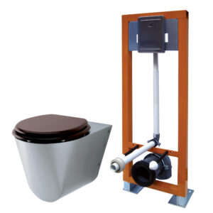 Inodoro Prestowash inox suspendido con soporte autoportante y 1000 a inox