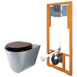 Inodoro Prestowash inox suspendido con soporte regulable y 1000 a inox